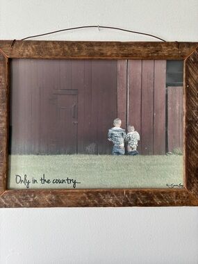 Framed 'Only in the Country' Wall Art - Rustic Brown